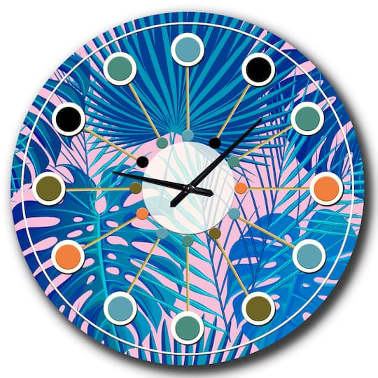 Designart 'Retro Floral Pattern V Mid-Century Modern Wall Clock